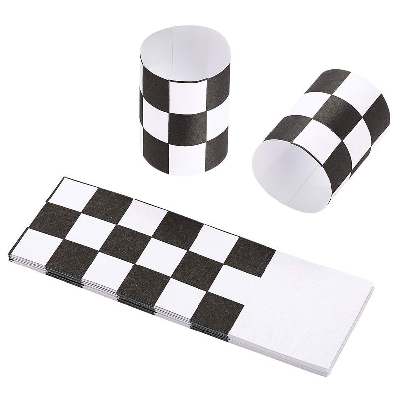 Gmark Paper Napkin Band Box of 500, Paper napkin rings self adhesive (Black White Grid) GM1110A - Image 1